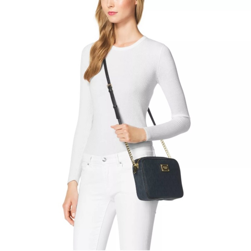 MK Jet Set EW Large Saffiano Baltic Gold Crossbody - Picture 2 of 8